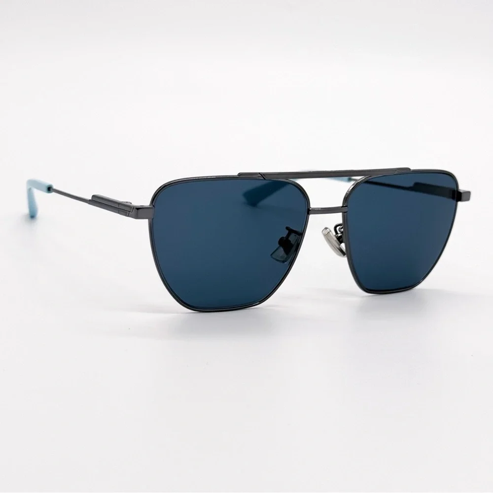 NEW BOTTEGA VENETA BV1236S 004 AVIATOR GREY BLUE METAL UNISEX SUNGLASSES